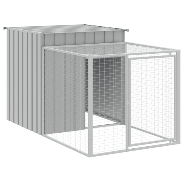 Chicken Cage with Run Light Gray 43.3"x239.8"x43.3" Galvanized Steel