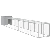 Chicken Cage with Run Light Gray 43.3"x320.1"x43.3" Galvanized Steel