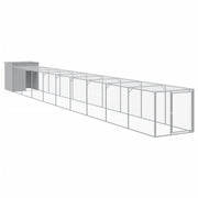 Chicken Cage with Run Light Gray 43.3"x400.4"x43.3" Galvanized Steel