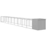 Chicken Cage with Run Light Gray 43.3"x400.4"x43.3" Galvanized Steel