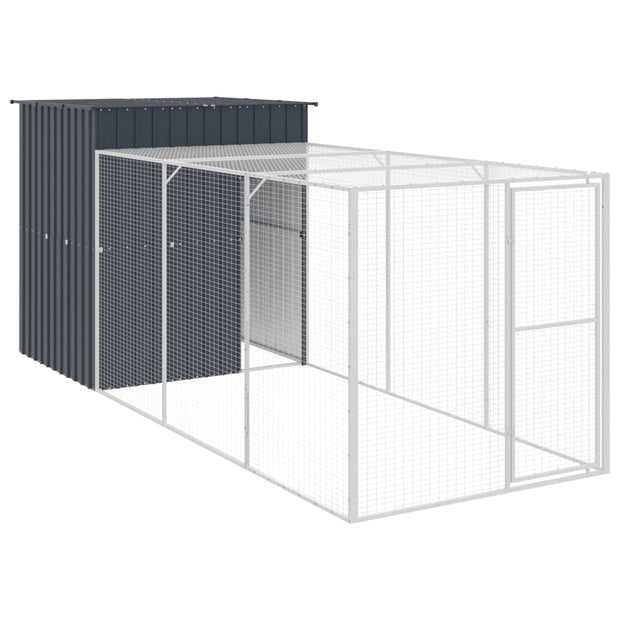 Chicken Cage with Run Anthracite 65"x179.1"x71.3" Galvanized Steel