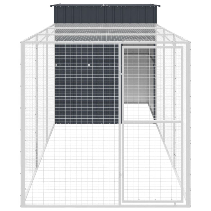 Chicken Cage with Run Anthracite 65"x179.1"x71.3" Galvanized Steel