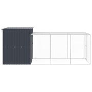 Chicken Cage with Run Anthracite 65"x179.1"x71.3" Galvanized Steel