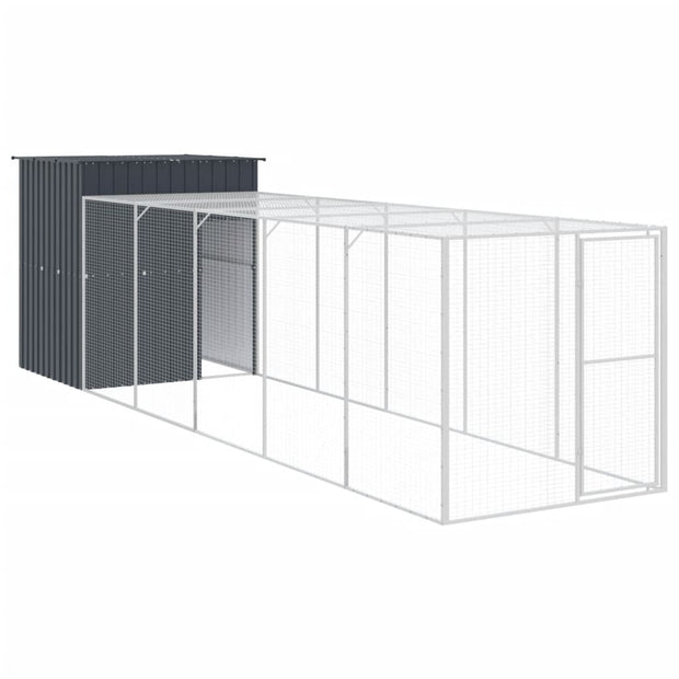 Chicken Cage with Run Anthracite 65"x259.4"x71.3" Galvanized Steel