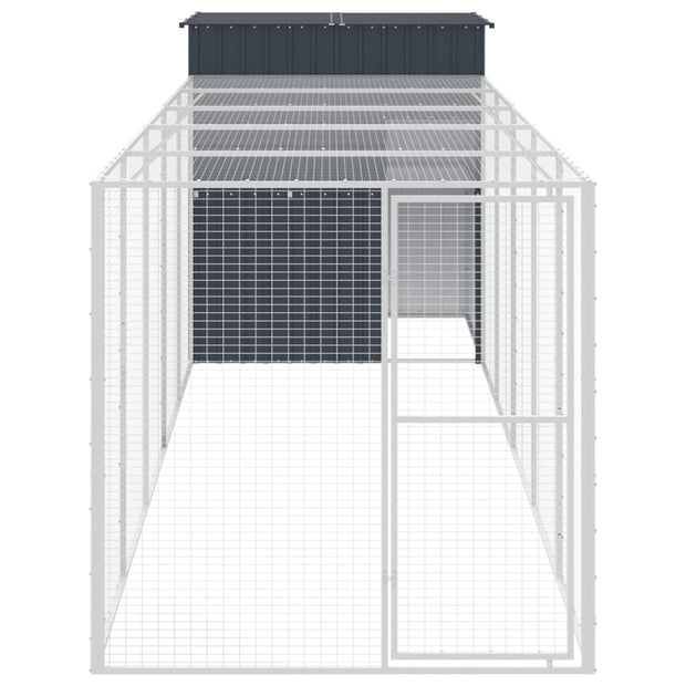 Chicken Cage with Run Anthracite 65"x259.4"x71.3" Galvanized Steel