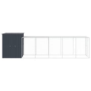 Chicken Cage with Run Anthracite 65"x259.4"x71.3" Galvanized Steel