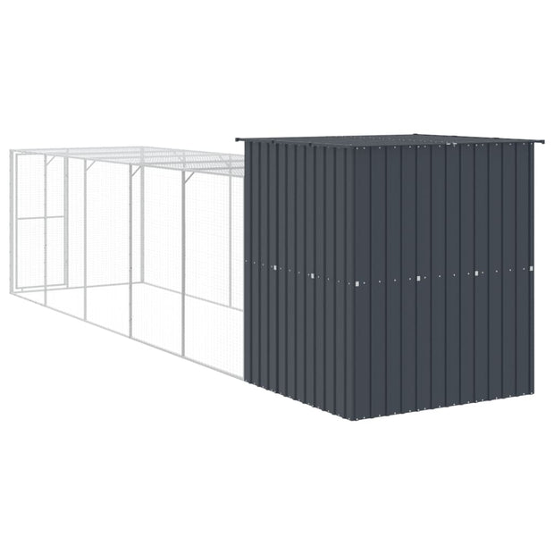 Chicken Cage with Run Anthracite 65"x259.4"x71.3" Galvanized Steel