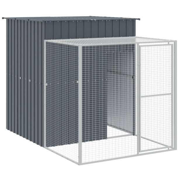 Chicken Cage with Run Anthracite 65"x259.4"x71.3" Galvanized Steel