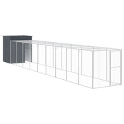 Chicken Cage with Run Anthracite 65"x420.1"x71.3" Galvanized Steel