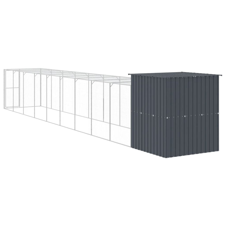 Chicken Cage with Run Anthracite 65"x420.1"x71.3" Galvanized Steel