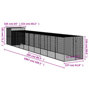 Chicken Cage with Run Anthracite 65"x420.1"x71.3" Galvanized Steel