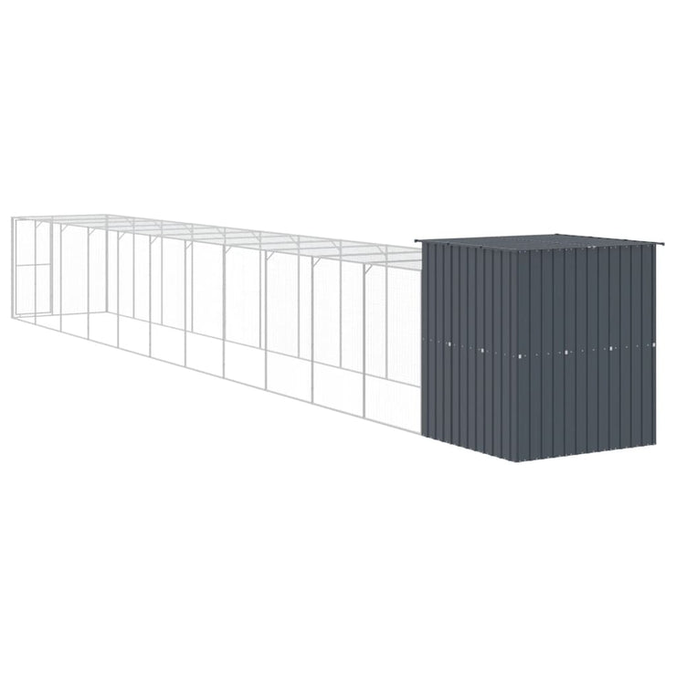 Chicken Cage with Run Anthracite 65"x500.4"x71.3" Galvanized Steel