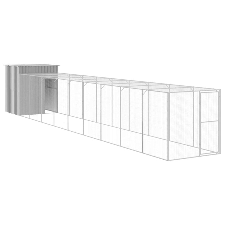 Chicken Cage with Run Light Gray 65"x420.1"x71.3" Galvanized Steel