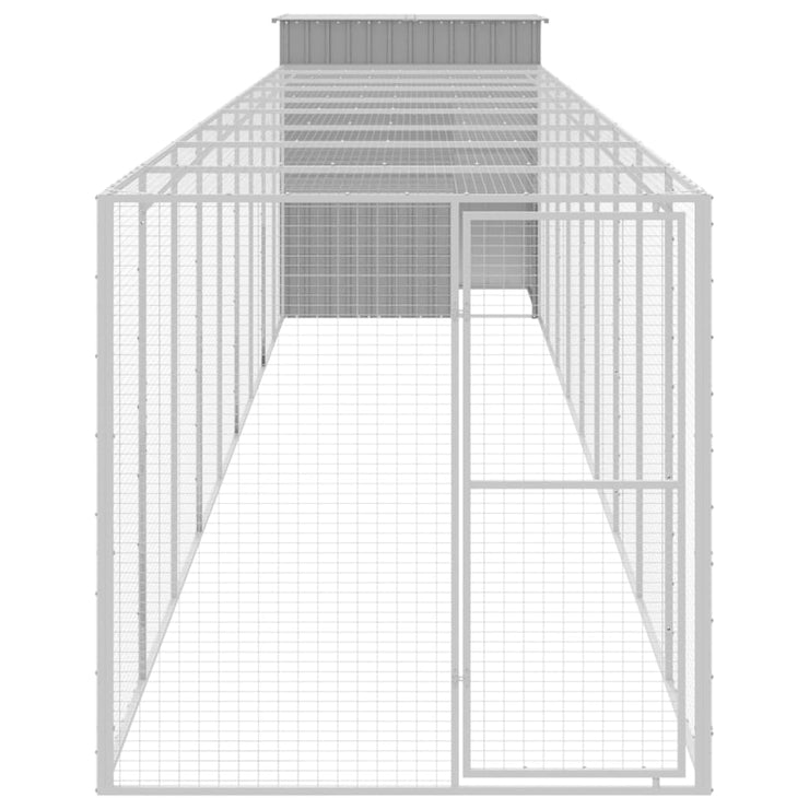 Chicken Cage with Run Light Gray 65"x420.1"x71.3" Galvanized Steel