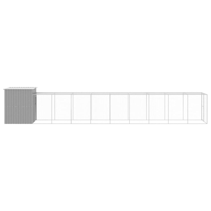 Chicken Cage with Run Light Gray 65"x420.1"x71.3" Galvanized Steel