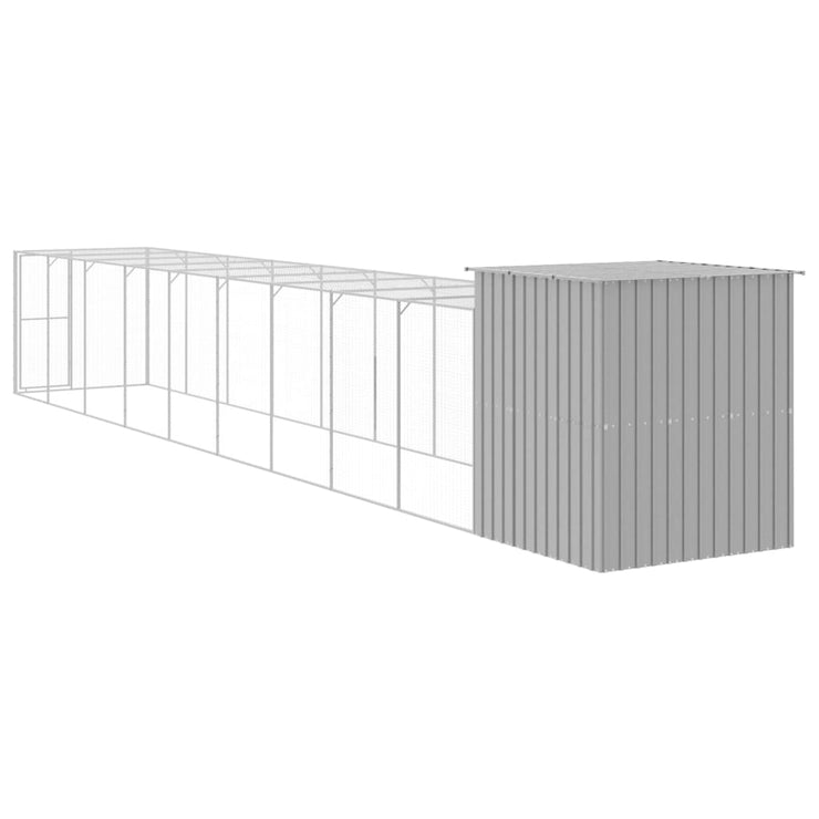 Chicken Cage with Run Light Gray 65"x420.1"x71.3" Galvanized Steel