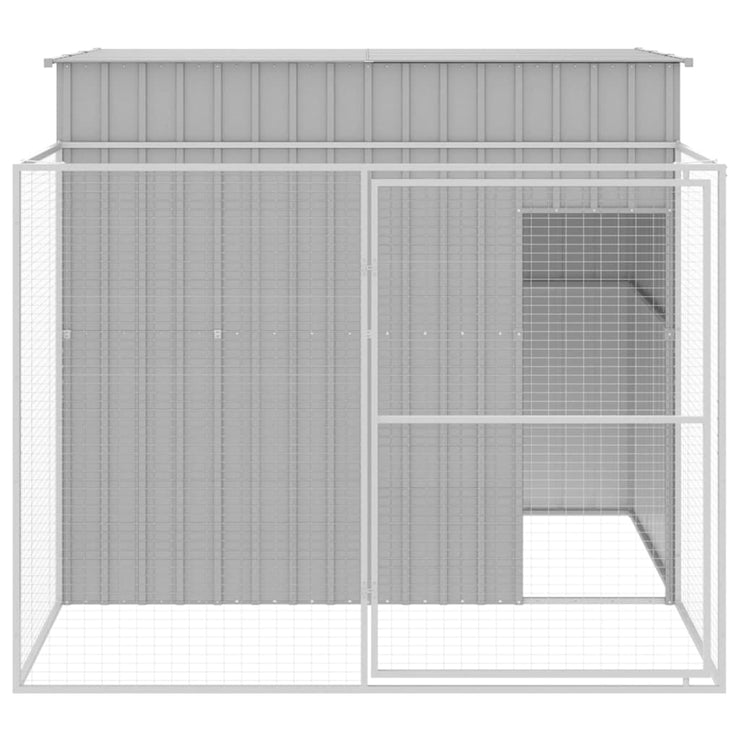 Dog House with Run Light Gray 84.3"x99.6"x71.3" Galvanized Steel