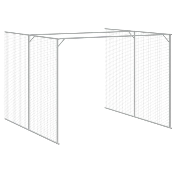 Dog House with Run Light Gray 84.3"x179.9"x71.3" Galvanized Steel