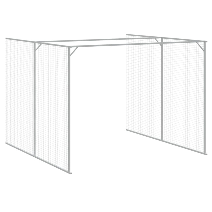 Dog House with Run Light Gray 84.3"x179.9"x71.3" Galvanized Steel