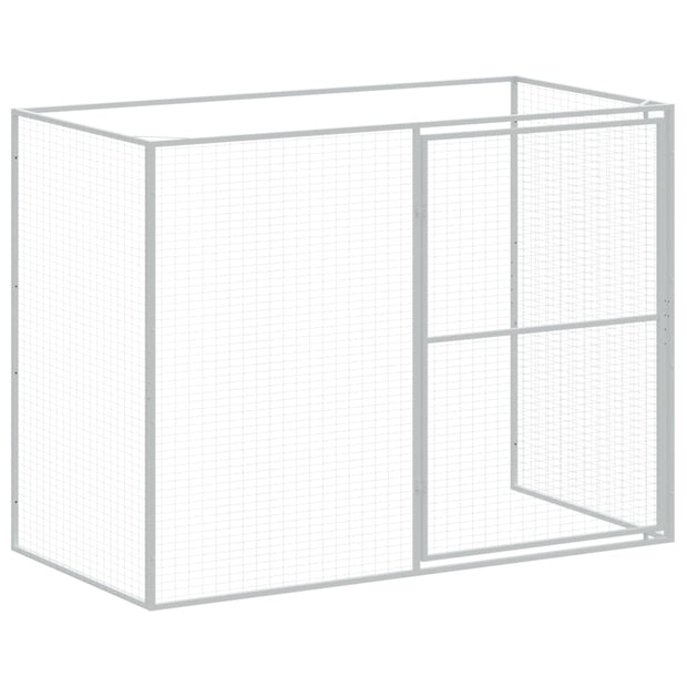 Dog House with Run Light Gray 84.3"x179.9"x71.3" Galvanized Steel