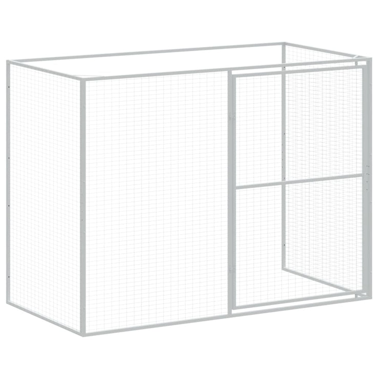 Dog House with Run Light Gray 84.3"x179.9"x71.3" Galvanized Steel