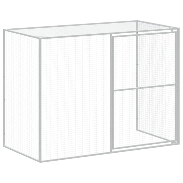 Dog House with Run Light Gray 84.3"x99.6"x71.3" Galvanized Steel