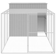 Dog House with Run Light Gray 84.3"x179.9"x71.3" Galvanized Steel