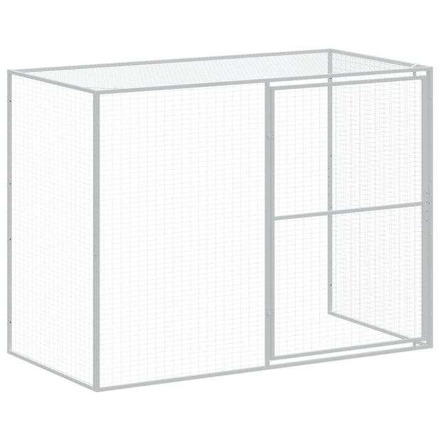 Dog House with Run Light Gray 84.3"x179.9"x71.3" Galvanized Steel