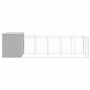 Dog House with Run Light Gray 84.3"x260.2"x71.3" Galvanized Steel