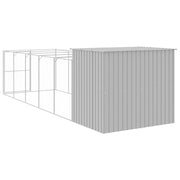 Dog House with Run Light Gray 84.3"x260.2"x71.3" Galvanized Steel