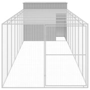 Dog House with Run Light Gray 84.3"x340.6"x71.3" Galvanized Steel