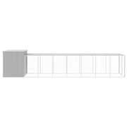 Dog House with Run Light Gray 84.3"x340.6"x71.3" Galvanized Steel