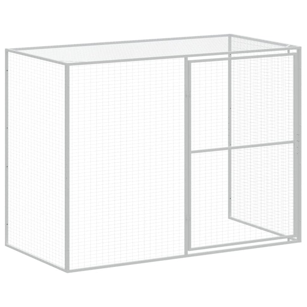 Dog House with Run Light Gray 84.3"x501.2"x71.3" Galvanized Steel