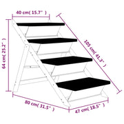 Dog Stair Gray 41.3"x18.5" Solid Wood Fir