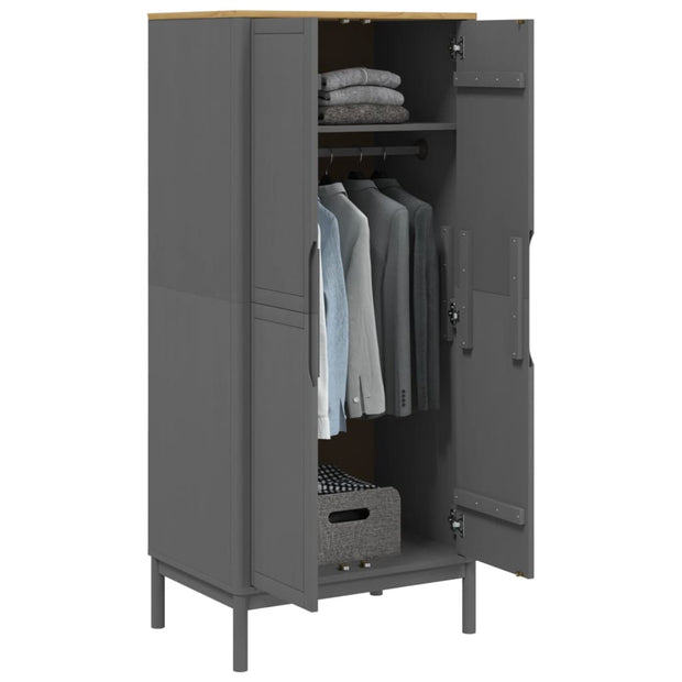 Wardrobe FLORO Gray 30.3"x20.9"x67.3" Solid Wood Pine