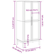 Wardrobe FLORO Gray 30.3"x20.9"x67.3" Solid Wood Pine