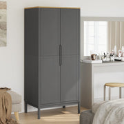 Wardrobe FLORO Gray 30.3"x20.9"x67.3" Solid Wood Pine