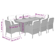 9 Piece Patio Dining Set with Cushions Gray Poly Rattan