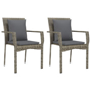 9 Piece Patio Dining Set with Cushions Gray Poly Rattan