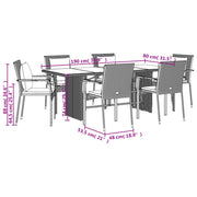 9 Piece Patio Dining Set with Cushions Gray Poly Rattan