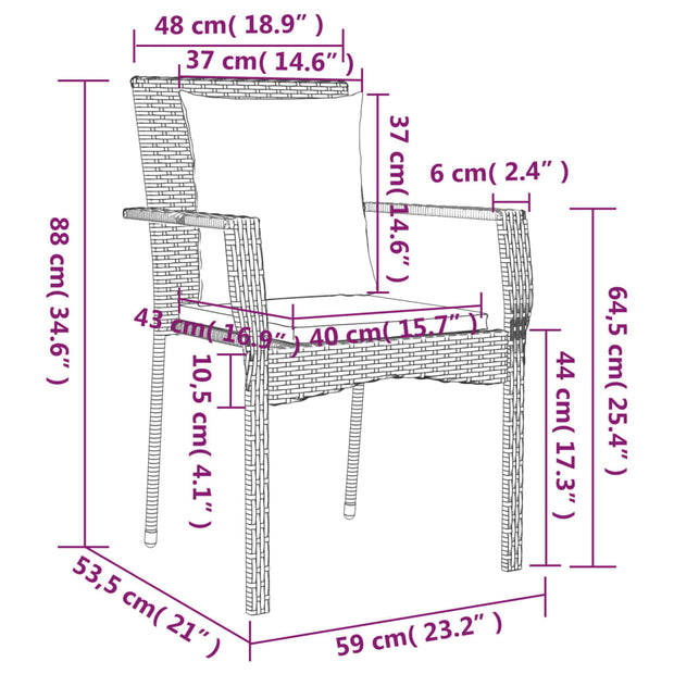 9 Piece Patio Dining Set with Cushions Gray Poly Rattan