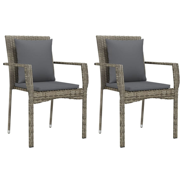 9 Piece Patio Dining Set with Cushions Gray Poly Rattan