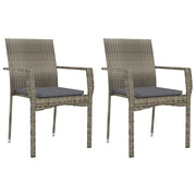 9 Piece Patio Dining Set with Cushions Gray Poly Rattan