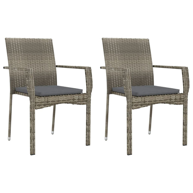 9 Piece Patio Dining Set with Cushions Gray Poly Rattan