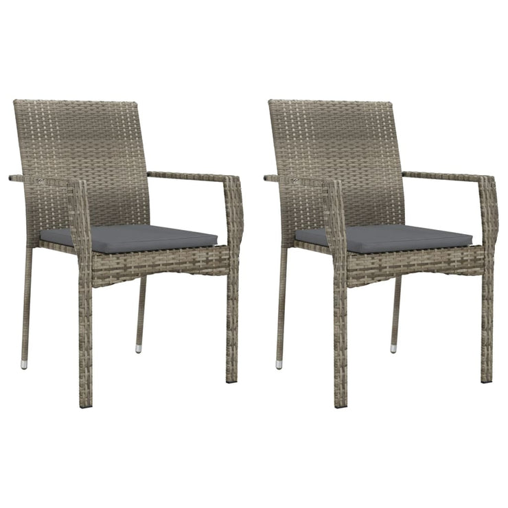 9 Piece Patio Dining Set with Cushions Gray Poly Rattan