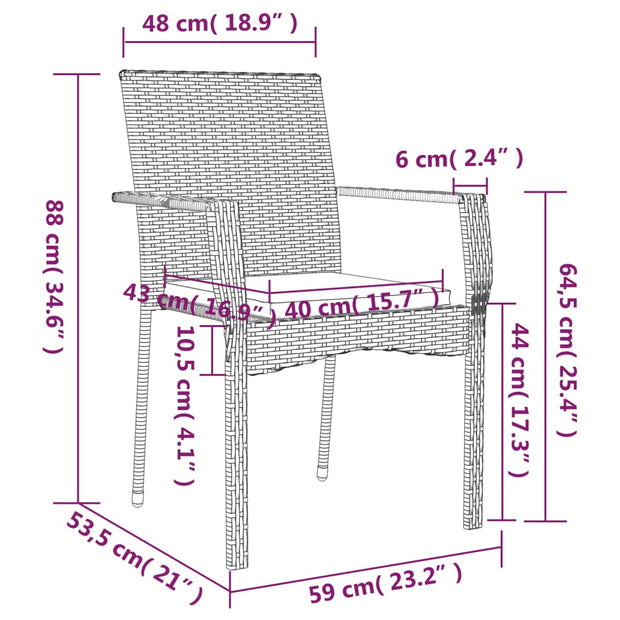 9 Piece Patio Dining Set with Cushions Gray Poly Rattan