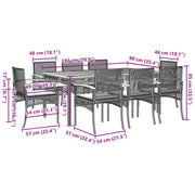 9 Piece Patio Dining Set with Cushions Gray Poly Rattan