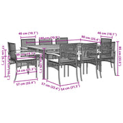 9 Piece Patio Dining Set with Cushions Gray Poly Rattan