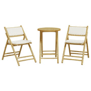 Folding Bistro Set 3 pcs with Cushions Bamboo