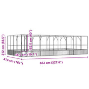 Aviary with Extension Silver 327.6"x163"x83.5" Steel